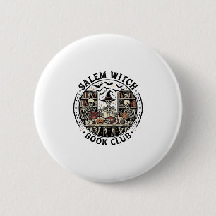 Salem Witch Book Club Vintage Skeleton Halloween S 6 Cm Round Badge