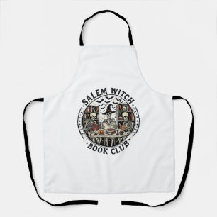 Salem Witch Book Club Vintage Skeleton Halloween S Apron