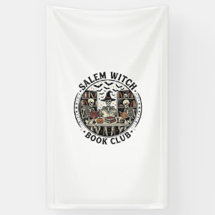 Salem Witch Book Club Vintage Skeleton Halloween S Banner