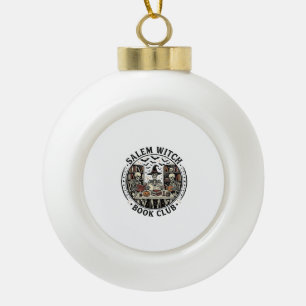 Salem Witch Book Club Vintage Skeleton Halloween S Ceramic Ball Christmas Ornament
