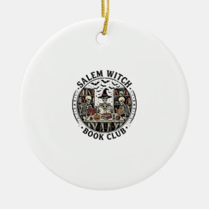 Salem Witch Book Club Vintage Skeleton Halloween S Ceramic Tree Decoration