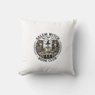 Salem Witch Book Club Vintage Skeleton Halloween S Cushion