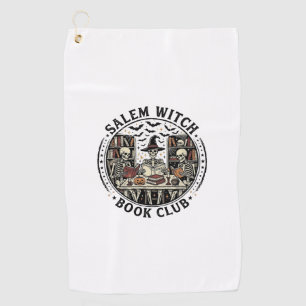 Salem Witch Book Club Vintage Skeleton Halloween S Golf Towel