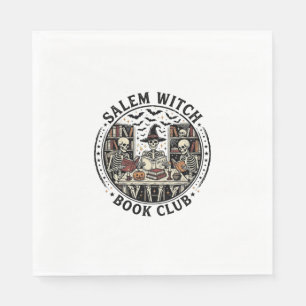 Salem Witch Book Club Vintage Skeleton Halloween S Napkin