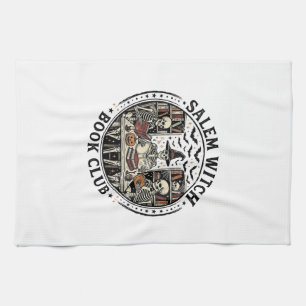 Salem Witch Book Club Vintage Skeleton Halloween S Tea Towel