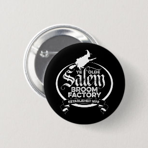 Salem Witch Broom Factory – funny vintage gothic 6 Cm Round Badge