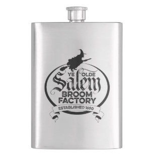 Salem Witch Broom Factory – funny vintage gothic Hip Flask