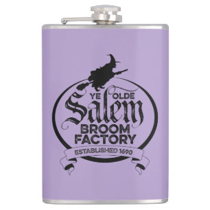 Salem Witch Broom Factory – funny vintage gothic Hip Flask
