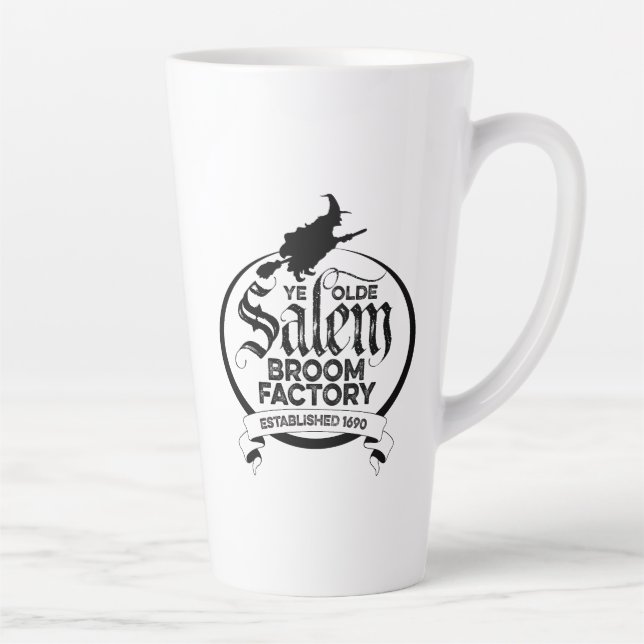 Salem Witch Broom Factory – funny vintage gothic Latte Mug (Right)