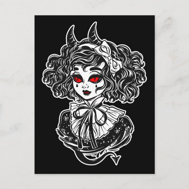 Salem Witch Illustration Art Postcard (Front)