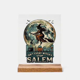 Salem Witch Shirt Vintage Engraving Spooky Humour Acrylic Sign