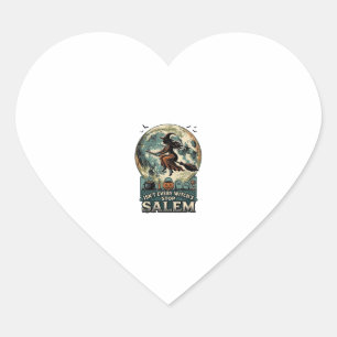 Salem Witch Shirt Vintage Engraving Spooky Humour Heart Sticker