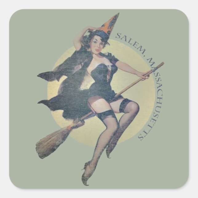Salem Witch Square Sticker (Front)