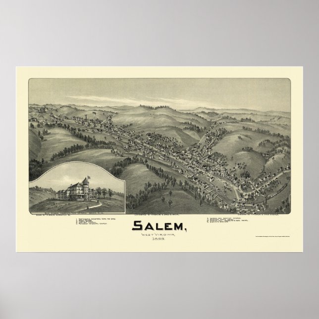 Salem, WV Panoramic Map - 1899 Poster (Front)