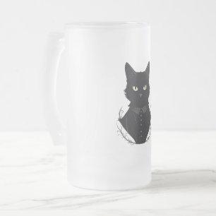 Salem's Enchanted Black Cat Frosted Glass Beer Mug