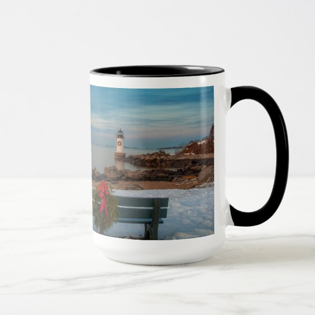 Salem's Winter Island Lighthouse at Christmas Mug (Right)