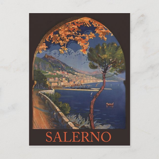 Salerno City, Italian Riviera, Vintage Travel Postcard (Front)