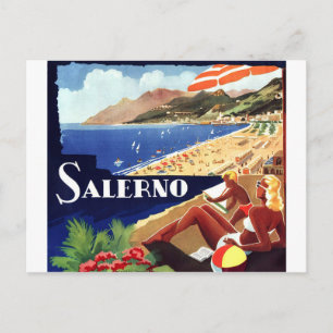 Salerno, Italian riviera, Italy, vintage, travel Postcard