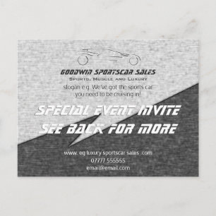 Sales Event Invite - metal effect, sportscar logo