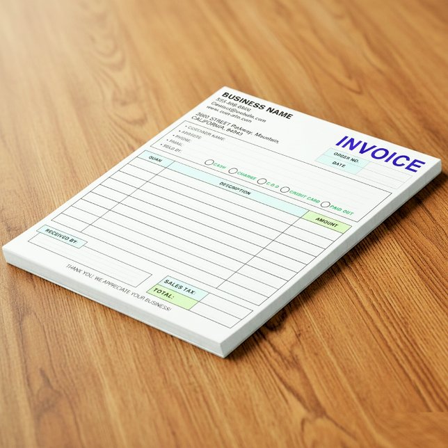 Sales Invoice Receipt | Company / Business Name Notepad (Custom Duplicate Sales Invoice Receipt Books)