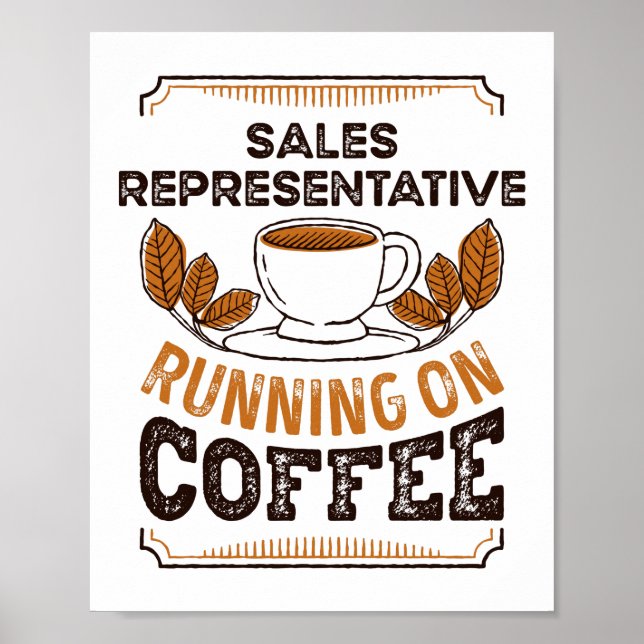Sales Representative running on Coffee Caffeine Gi Poster (Front)