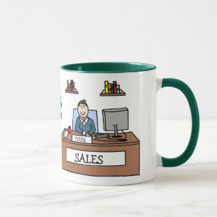 Sales team gift - personalised cartoon mug