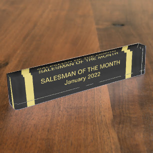Salesman of the Month Award Desk Name Plate
