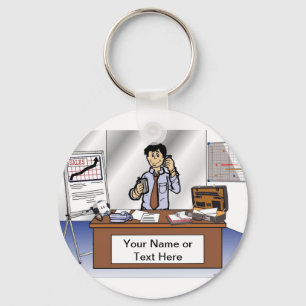 Salesperson - Male Cartoon by PrintedPerfection Tw Key Ring