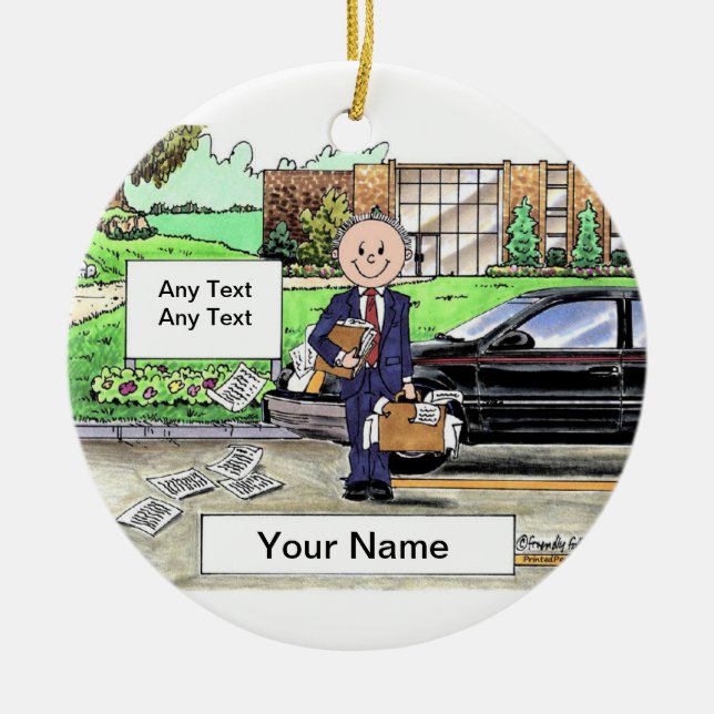 Salesperson - Male Ceramic Tree Decoration (Front)