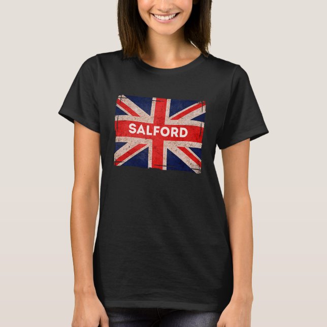 Salford Flag Music Manchester Born And Bred T-Shirt (Front)