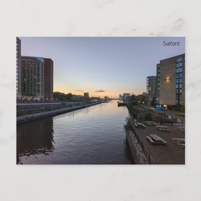 Salford Quays at Dusk Postcard (Front)