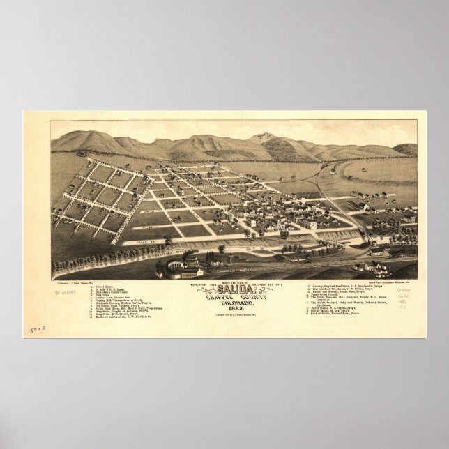 Salida Colorado 1882 Panoramic Map Poster (Front)