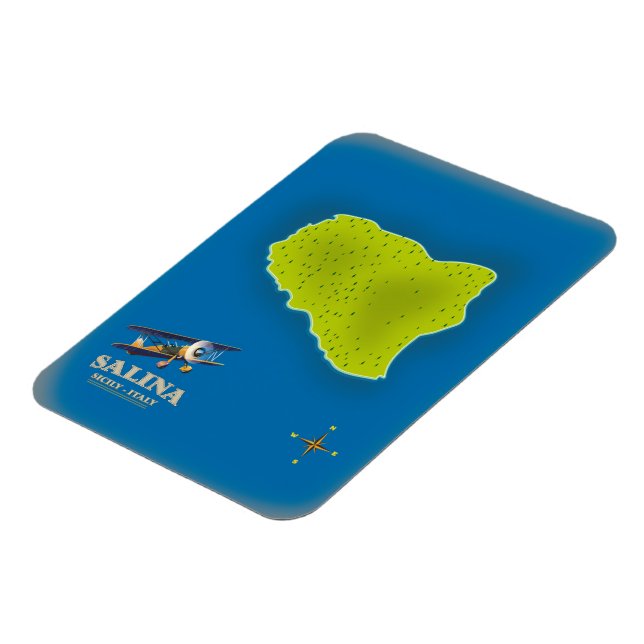Salina, Sicily map travel poster map Magnet (Left Side)