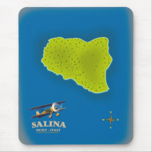 Salina, Sicily map travel poster map Mouse Mat