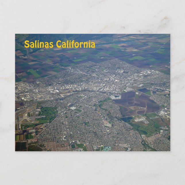 Salinas, California Aerial View Postcard (Front)