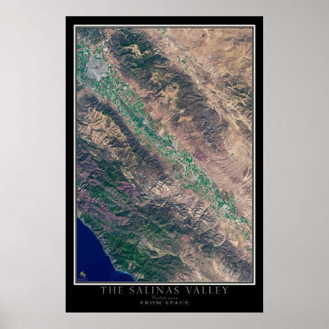 Salinas Valley California Satellite Poster Map (Front)