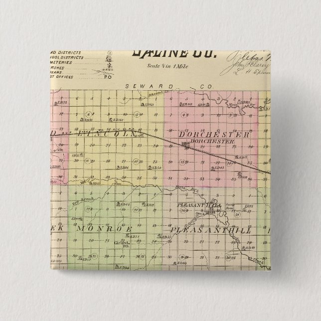 Saline County, Nebraska 15 Cm Square Badge (Front)