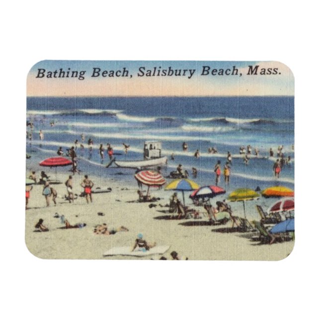 Salisbury Beach, MA - Vintage Ocean Magnet (Horizontal)