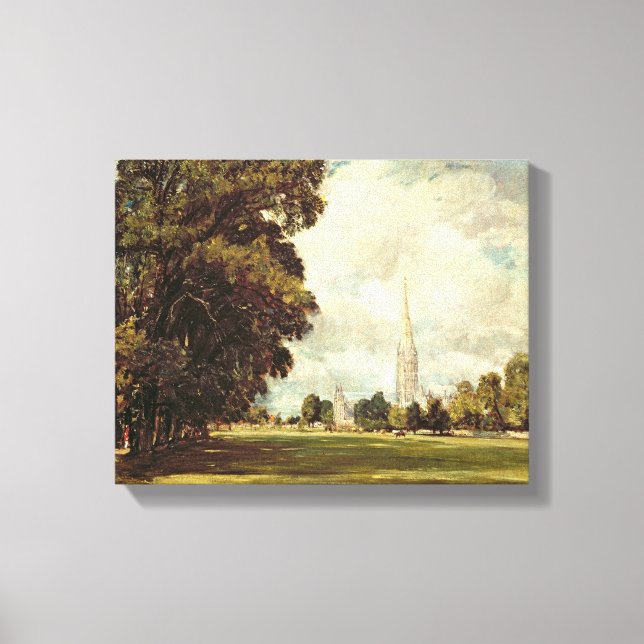 Salisbury Cathedral from Lower Marsh Close, 1820 Canvas Print (Front)