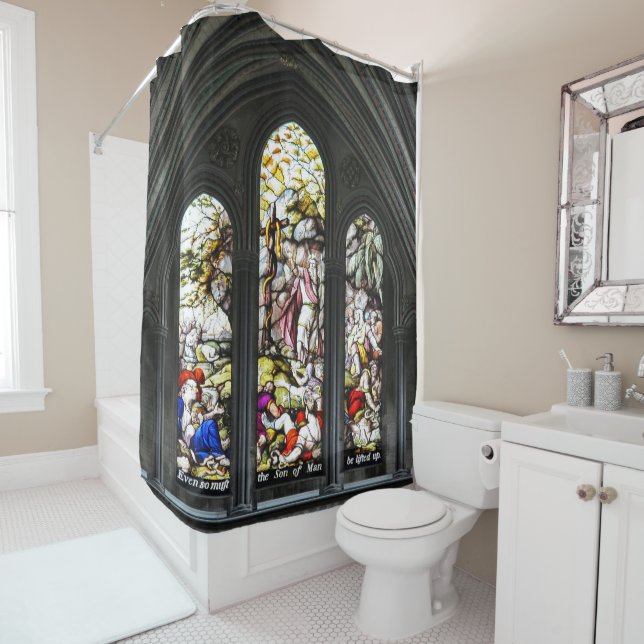 Salisbury Cathedral Transept Stained Glass Window Shower Curtain (In Situ)
