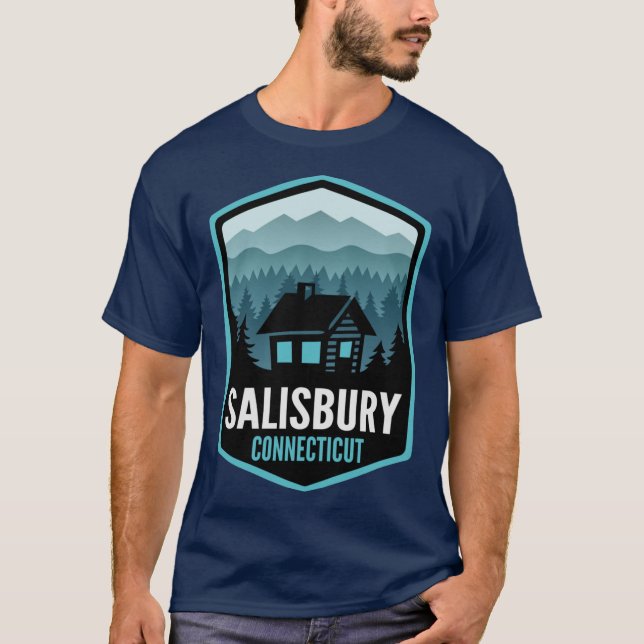 Salisbury Connecticut Mountain Town Cabin Oversize T-Shirt (Front)