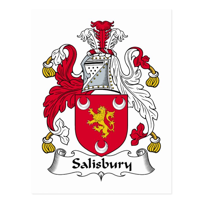 Salisbury Family Crest Postcard Zazzle.co.uk