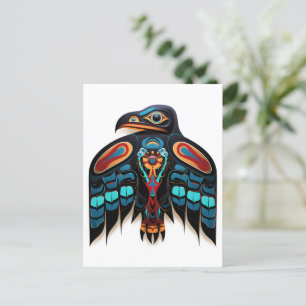 Salish raven totem postcard