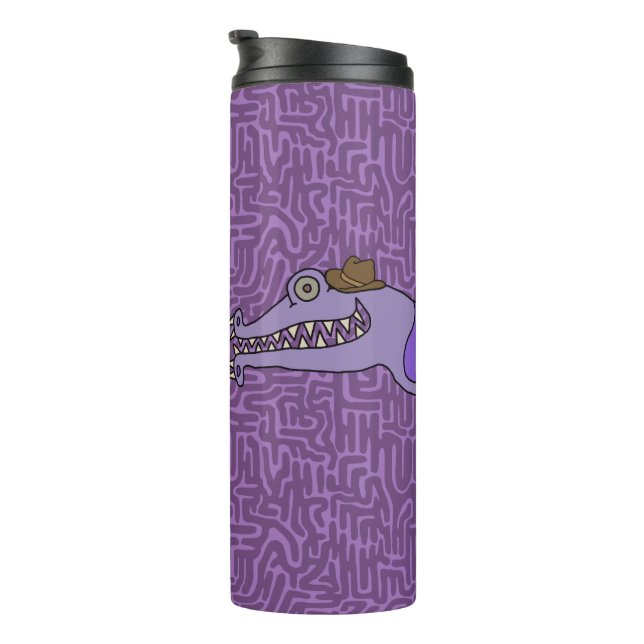 Sally and Roy on Purple Doodles Thermal Tumbler (Rotated Right)