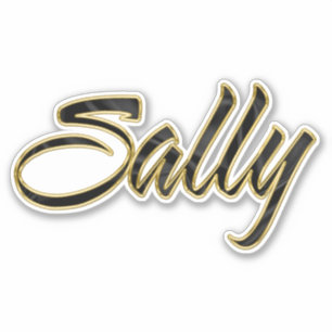 Sally black gold lettering sticker sticker