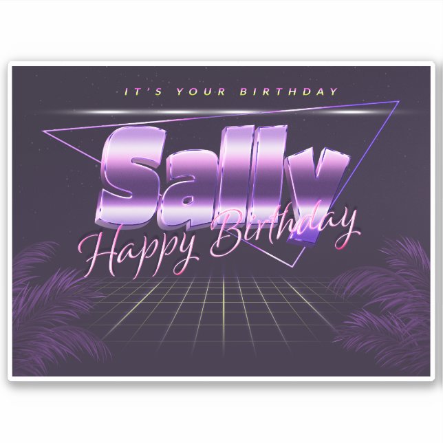 Sally Name First Name lilac retro sticker birthday (Front)
