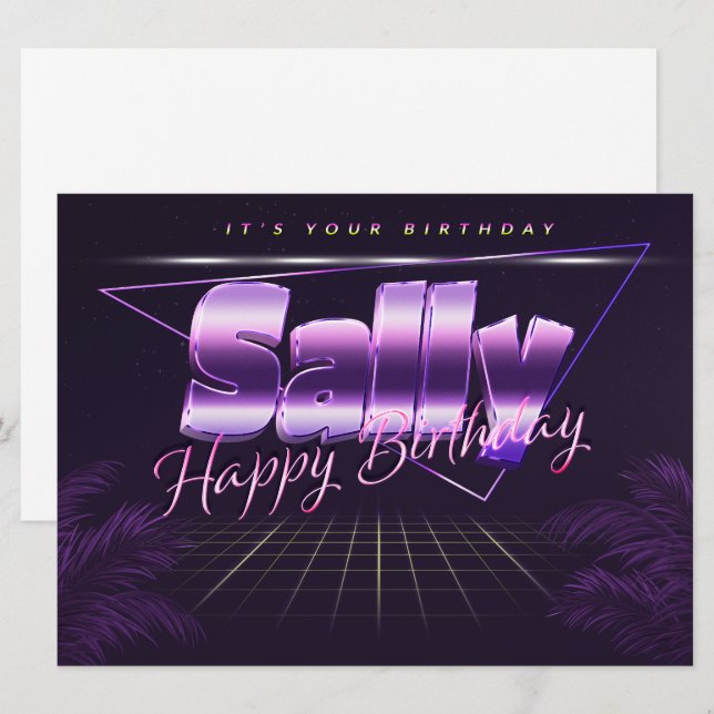 Sally Name First Name pura retro card Birthday (Front/Back)