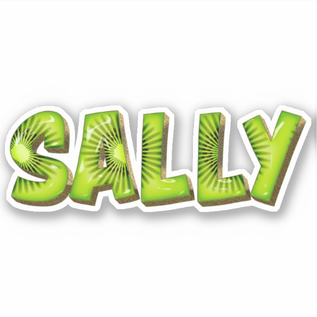 Sally Name Kiwi Design Sticker (Front)