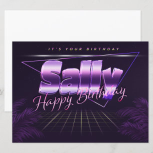 Sally Name Vorname lila retro Karte Geburtstag Card
