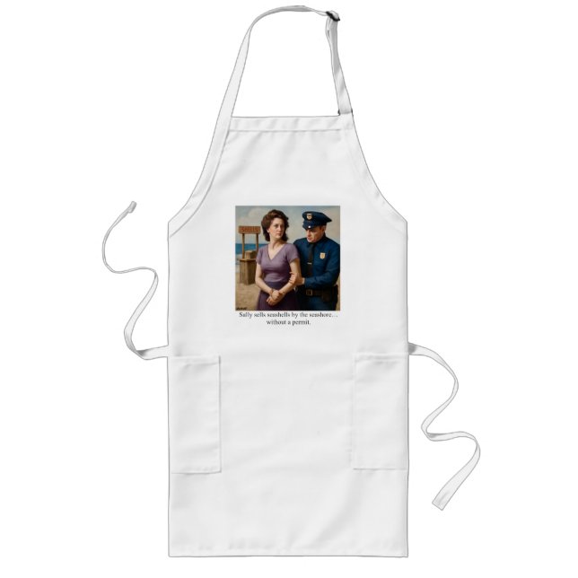 Sally sells seashells by the seashore long apron (Front)